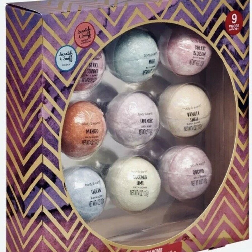 Body & Earth 9-count Scented Bath Bombs fizz Gift